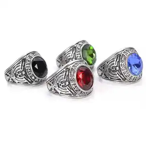 2021 Wholesale Stainless Steel Vintage Antique Silver Resin Gemstone Ring For Man