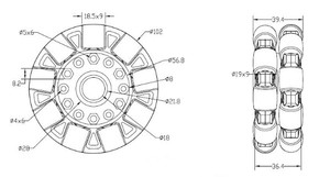 14049 Zoty 100mm Bánh xe đa hướng Omni Wheels - Product Image 4