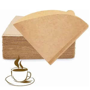 Filtre à café en papier naturel non blanchi jetable 100 unités 2-4 tasses cône 02 pour goutteur à café goutte à goutte