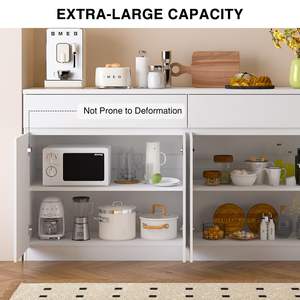 <span class=keywords><strong>Buffet</strong></span> <span class=keywords><strong>de</strong></span> rangement avec 4 portes et 2 tiroirs, sans poignées, organisateur <span class=keywords><strong>de</strong></span> cuisine, étagères réglables, conception anti-basculement, écologique - Product Image 5