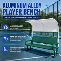 Banc de tennis de padel en alliage d'aluminium au design moderne avec auvent pour terrains extérieurs, places publiques, gymnases et centres commerciaux