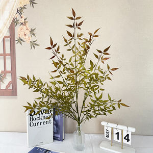 Vente en gros de feuilles artificielles naturelles de <span class=keywords><strong>bambou</strong></span> vert en plastique Nandina à <span class=keywords><strong>tige</strong></span> unique pour mariage, hôtel, maison, jardin, bureau, décoration - Product Image 2