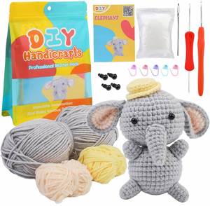 Kit de Ganchillo Fácil para Principiantes con Forma de Elefante, Juguete de Animales Tejidos a Mano con Hilo Tubular, J.M Fashion, Edades 7-12 - Product Image 1