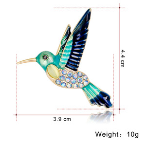 Broche oiseau en émail multicolore huile de goutte à goutte diamant sertissage animal petit oiseau broches épingles vêtements corsage pour dames - Product Image 4