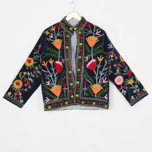 Premium <b>Women</b> <b>Velvet</b> Suzani <b>Jacket</b> Bohemian Floral Embroidered Handmade Boutique Designer Coat Custom Wholesale Manufacturer OEM - Product Image 1