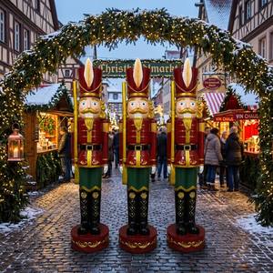 Statue de <span class=keywords><strong>soldat</strong></span> casse-noisette traditionnelle grandeur nature en fibre de verre, figurine de garde de Noël pour la décoration des grands centres commerciaux - Product Image 1