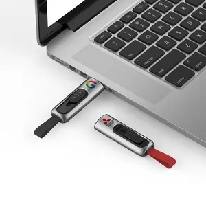 2021 가젯 전자 USB 플래시 메모리 푸시 및 당겨 USB 키 스틱 가죽 루프