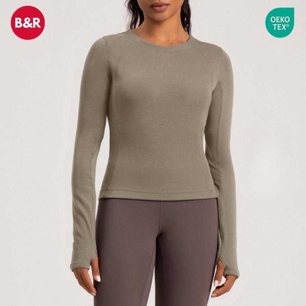 Wholesale Premium Unique Fabric Wool Yoga Top Wear - Athena Lulu Gym Fitness Hiking Shirts Women Long Sleeve Slim Sweater