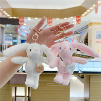 Porte-clés en peluche lapin à longues oreilles, mignon, style dessin animé, pour sac, et poupée de machine à griffes de célébrité d'Internet, en coton PP, forme 3D
