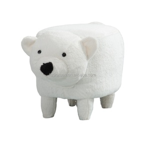 Hot Selling in Japan and Seou Child Furniture White Bear Chair <strong>Stool</strong> Shape Fabric Cover <strong>Wooden</strong> <strong>Small</strong> Sitting <strong>Stool</strong> for Kids - Product Image 1