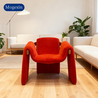 Nordischer Minimalistischer Akzentsessel aus Holz, Modernes Freizeit-Sofa für Outdoor, Hotel und Schlafzimmer