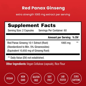 Cápsulas de Ginseng Rojo Panax Recién Llegadas para Energía, Concentración y Rendimiento para Adultos, Suplemento de Ginseng Rojo Panax - Product Image 3