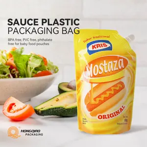 HQ paketi özel baskılı gıda sınıfı esnek ambalaj emzik ile sos mayonez için ayakta duran torba Doypack çanta