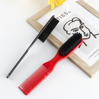 Nouvelle Arrivée Brosse et Peigne à Barbe Portable pour Salon de Coiffure Double Face Sculpture Nylon Noir Barbier Homme Soins Coiffage
