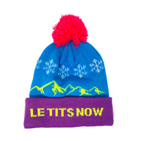 Hiver Logo personnalisé Mode Tricotage ajusté Broderie Coton Fourrure Pompon Enfants Nouveau-né Bébé Bonnet