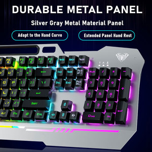 F3010 Wired Mechanical Gaming <b>Keyboard</b> Full Size <b>USB</b> RGB Backlight Metal Professional Multimedia Keys Phone Holder PC Profession - Product Image 5