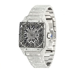 Reloj de Lujo Personalizado con Diamantes Moissanite, 46 mm, Cuadrado, Plateado, Cuarzo Analógico, Cierre de Hebilla, Unisex, Resistente al Agua, Ligero, CITIZEN - Product Image 1