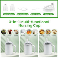 Tasse d'Allaitement Anti-Étouffement et Anti-Déversement pour Personnes Âgées, Tasse à Boire avec Paille pour Patients Alités, Soins à Domicile et Hospitaliers