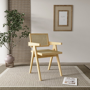 Silla de Comedor Moderna Nórdica de Madera Maciza con Respaldo de Ratán, Ligera, Duradera, Diseño en Forma de K, para Uso Comercial en Exteriores y Parques - Product Image 5