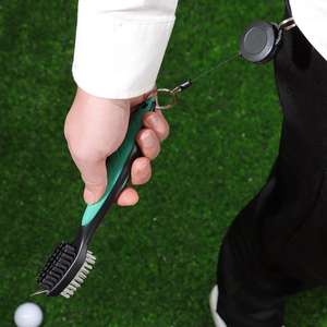 Brosse de nettoyage pour club de golf en plastique imperméable double face pour putter et wedge de golf et nettoyage de balles de golf avec <span class=keywords><strong>mousqueton</strong></span> rétractable - Product Image 4