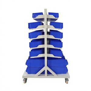 Armoire de rangement industrielle robuste multi-compartiments avec roulettes, capacité de charge 400 kg, pour boulons, écrous, vis, fixations, pièces de machines, atelier - Product Image 2