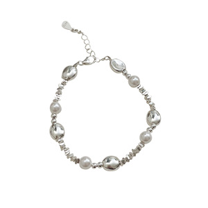 Yinruitai S925 Sterling Silver Pearl <b>Bracelet</b> With Small Silver Pieces For Women Everyday Wear - Product Image 5
