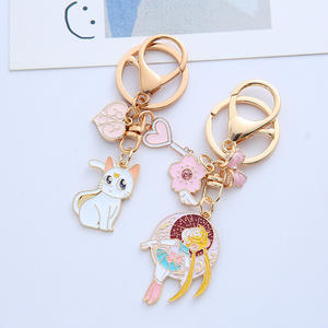 Creative Sailor Moon <span class=keywords><strong>Luna</strong></span> Cat Porte-clés en métal Mignon Cartoon Couple Car Pendentif Sac Sac à dos Accessoire - Product Image 2