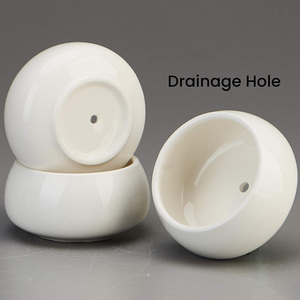 Lot de 3 pots de fleurs ronds <span class=keywords><strong>en</strong></span> céramique blanche de 3 pouces avec support <span class=keywords><strong>en</strong></span> <span class=keywords><strong>bambou</strong></span> à plusieurs niveaux pour la décoration du jardin, de la cuisine, de la maison et du bureau - Product Image 3