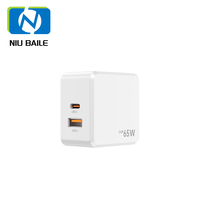 Pengisi Daya Cepat 65W PD 3.1 Tipe-C & Port USB Desain Lipat QC2.0 Ramah Lingkungan Aksesoris Laptop & Ponsel
