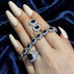 Fashion Elegant Oval Women Chain <b>Bracelet</b> 3pcs Jewelry Set Weddings Zircon Women <b>Bracelet</b> Earrings Rings Set Pulsera De Mujer - Product Image 2