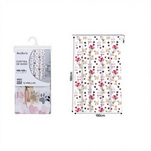Cortina de Ducha Peiyong con Diseño Moderno de Corazón de Perro, Impresa en EVA, 180x180CM, Material de Poliéster y PVC con Ganchos, para Hoteles, Modelo 14296 - Product Image 1