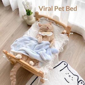 Princess <span class=keywords><strong>Bed</strong></span> voor katten en honden Massief houten constructie Winterwarmte Vier seizoenen te gebruiken Afneembaar en wasbaar - Product Image 2