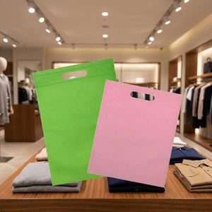 Pink <b>Recyclable</b> Non-Woven Grocery Shopping Advertising Gift <b>Bag</b> with Heat Seal Customizable Logo Screen Printing - Product Image 1