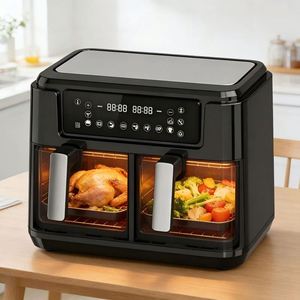 Four électrique moderne 10L avec friteuse à air numérique, carré, en plastique, sans huile, revêtement antiadhésif, usage domestique, 1800/2400W, cuisson économe en énergie - Product Image 5