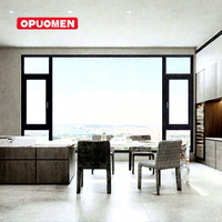 Fenêtre à battant panoramique moderne avec persiennes, double vitrage trempé, cadre en alliage d'aluminium pour maison