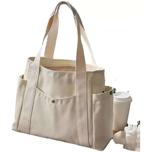 Sac pour ordinateur portable en toile prêt à l'emploi avec fermeture à glissière et production personnalisée - Product Image 3