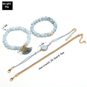 Fantaisie jour bohème naturel turquoise pierre perle Bracelet ensemble femmes luxe or Bracelet femme bracelets femme <span class=keywords><strong>tendance</strong></span> - Product Image 4