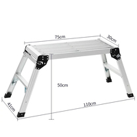 Plateforme de travail pliable en aluminium à deux marches avec échelle escabeau réglable au design moderne pour utilisation en supermarché