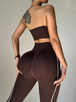 Ensemble soutien-gorge de sport sans bretelles à maintien élevé et legging de yoga pour femme, effet push-up et contrôle du ventre, pour la gym, la course et le fitness