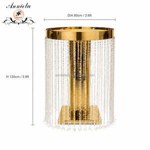 Support à fleurs haut en métal doré ANNIELU avec centres de table en perles acryliques pour décorations de table de mariage, événements et fêtes - Product Image 1