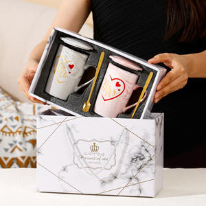 Ensemble cadeau saint valentin transfrontalier <span class=keywords><strong>nouvelle</strong></span> tasse d'amour en marbre 1314 Couple tasse en céramique tasse à eau - Product Image 6