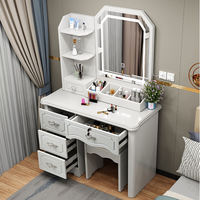 Coiffeuse Parfaite de Chambre à Coucher avec Miroir Octogonal Amélioré LED, Tabouret Coordonné et Design Gracieux, Fabriquée en Chine à Prix Compétitif