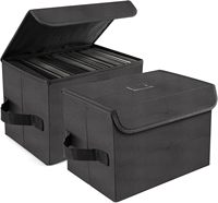 Boîte de rangement pour disques vinyles pliable, grande capacité, écologique, durable, avec poignées en nylon, adaptée aux chambres et aux salons.
