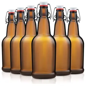 500 ml 16 oz एम्बर ग्लास Grolsch बीयर की बोतलें स्विंग शीर्ष फ्लिप शीर्ष Stoppers के साथ वायुरोधी सील पक शराब Kombucha चाय शराब