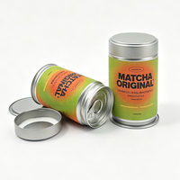 Boîtes à thé matcha personnalisées de qualité alimentaire Manycans, petites boîtes rondes de 30g, 50g, 100g, boîtes à poudre de matcha, boîtes personnalisées avec joint d'étanchéité