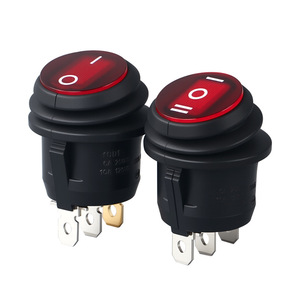 Interrupteur à bascule rond KCD1 6A 250V avec voyant lumineux rouge, trois broches, deux positions, trois positions - Product Image 1