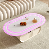 Table basse ovale de meubles de maison de table d'éclairage led intelligente de salon