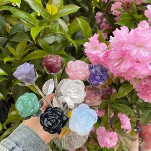 Puro naturale Feng Shui vaso di cristallo rosa decorazione Vintage nuovo colorato in pietra grezza lucido materiale misto <span class=keywords><strong>per</strong></span> san valentino - Product Image 4