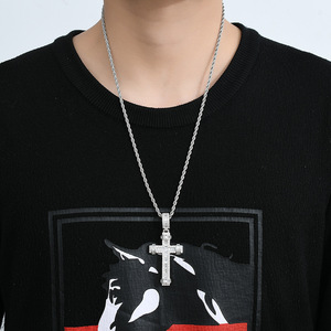 จี้รูปกางเขน, เครื่องประดับฮิปฮอป, ทองแดงประดับเพทายสไตล์วินเทจ, สร้อยคอรูปกางเขนแบบเป่าโถว - Product Image 4