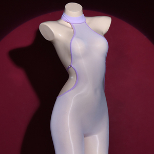 Viviblook Z406JP Mono de fiesta para mujer, sexy, transparente, sin espalda, con efecto brillante y medias, ideal para discoteca - Product Image 2